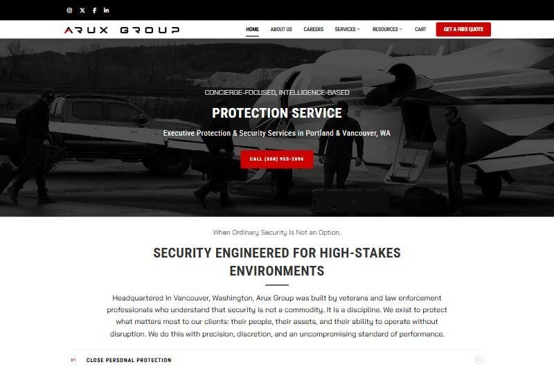 Arux Group website homepage, redesigned by Root & Reach Media